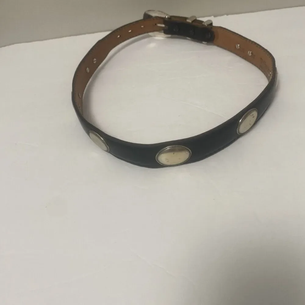 Nocona Concho Belt Black Leather Silver Accents Men’s 32 Southwestern